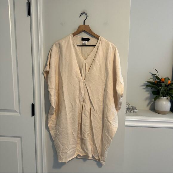 HATCH Cream Linen Blend Mini Dress One Size - Picture 7 of 14